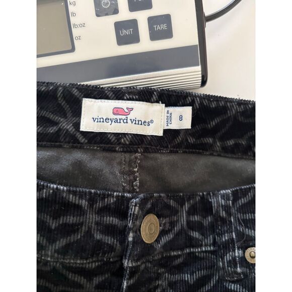 VINEYARD VINES Pants Corduroy Whales Tails Size 8 Black Grey Skinny Fit - Picture 2 of 7